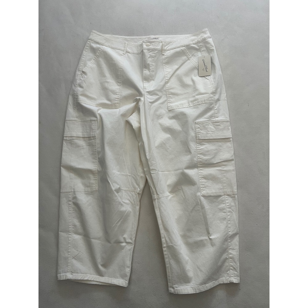 Universal Thread Cream White High-Rise Wide Leg Cargo Pants Size 17 NWT